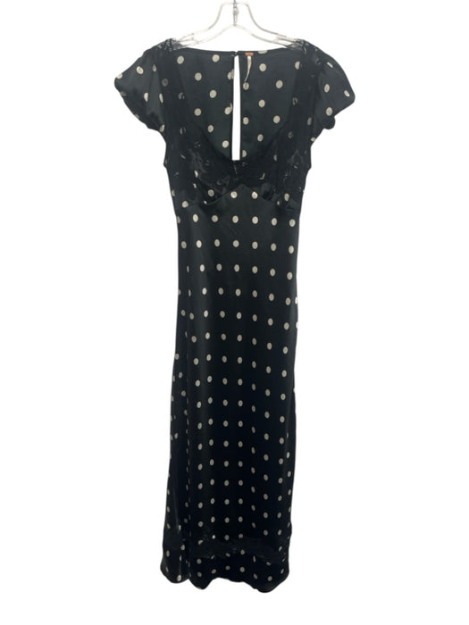 Free People Size M Black & White Lace Trim Polka Dot Maxi Dress Black & White / M