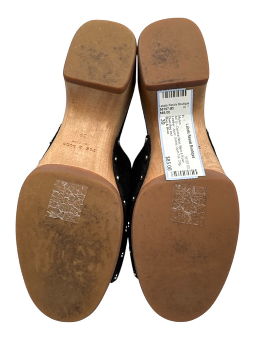 Rag & Bone Shoe Size 39 Black & Brown Leather Upper Suede Open Toe Clog Mules Black & Brown / 39