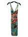 David Meister Size 4 Teal & Multi Polyester Scoop Neck Cross Back Side Zip Dress Teal & Multi / 4