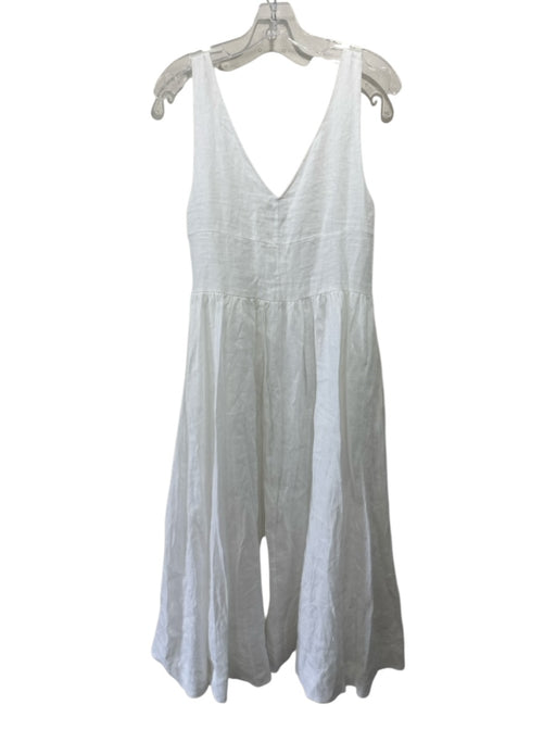 Dissh Size 2 White Linen Sleeveless Pockets Maxi Dress White / 2