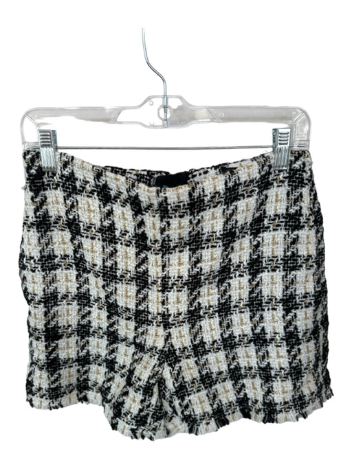 House of Harlow Size 2 White & Black Polyester Blend Tweed Metallic Shorts White & Black / 2