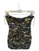 Zara Size S Black & Multi Polyester Strapless Botanical Gathered Sides Dress Black & Multi / S