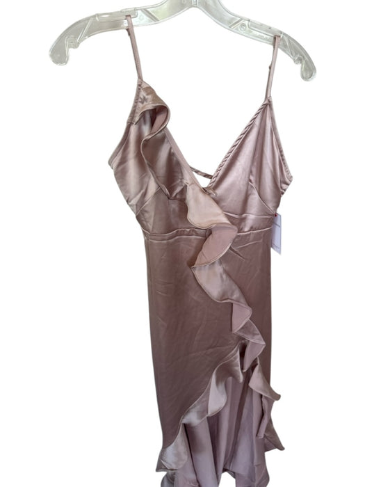 Ever After Size S Mauve Polyester Spaghetti Strap Ruffles Side Zip Gown Mauve / S