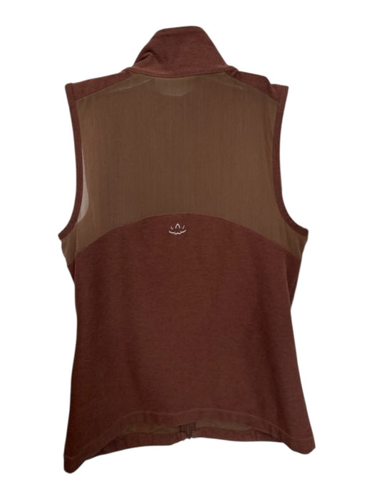Beyond Yoga Size M Brown Polyester Blend Zip Up Sleeveless Mesh Detail Vest Brown / M