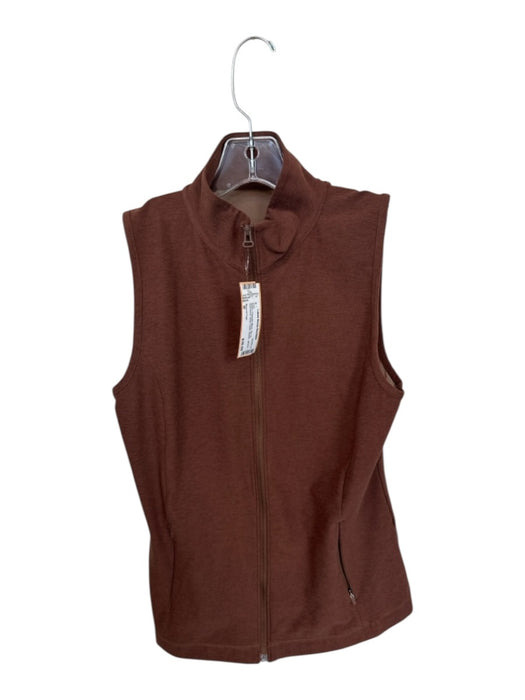 Beyond Yoga Size M Brown Polyester Blend Zip Up Sleeveless Mesh Detail Vest Brown / M