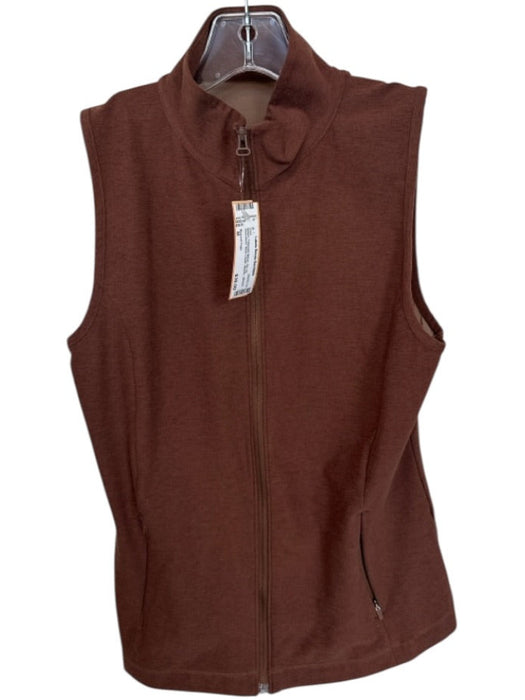 Beyond Yoga Size M Brown Polyester Blend Zip Up Sleeveless Mesh Detail Vest Brown / M