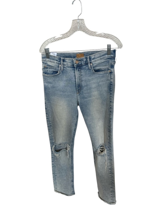 Mother Size 28 Light Wash Cotton Blend Holes Straight Jeans Light Wash / 28