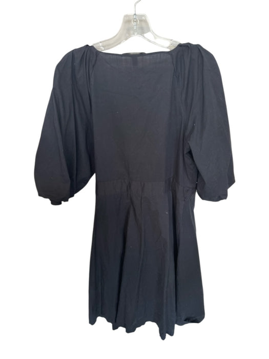 Banana Republic Size M Black Cotton Button Up Wrap dress Balloon Sleeve Dress Black / M