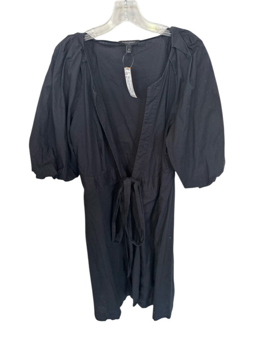 Banana Republic Size M Black Cotton Button Up Wrap dress Balloon Sleeve Dress Black / M