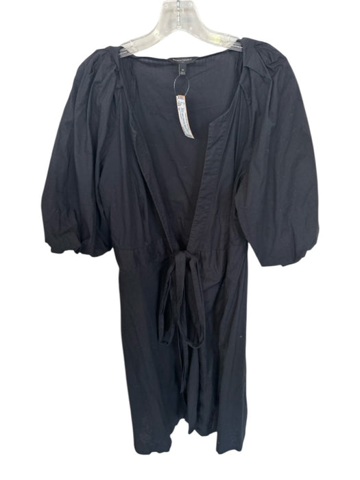 Banana Republic Size M Black Cotton Button Up Wrap dress Balloon Sleeve Dress Black / M