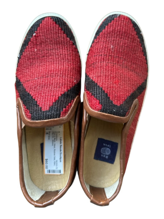 Res Ipsa Shoe Size 8 Red & Black Wool Rubber Sole Kilim Slip On Sneakers Red & Black / 8