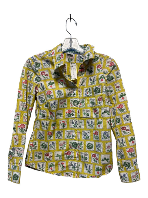 Boden Size 2P Yellow & Green Cotton Long Sleeve Plants Button Down Top Yellow & Green / 2P