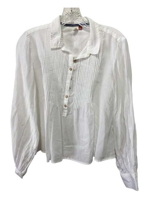 Pilcro Size XS White Cotton Collared Button Up Long Sleeve Pintuck Top White / XS