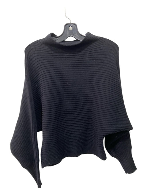 By Anthropologie Size XS Black Viscose Blend Rib Knit Mock Neck Crop Sweater Black / XS