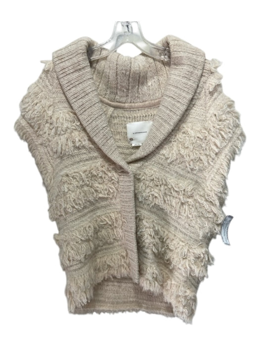 Anthropologie Size XS/S Cream Nylon, Acrylic, Wool Furry Button Front Sweater Cream / XS/S