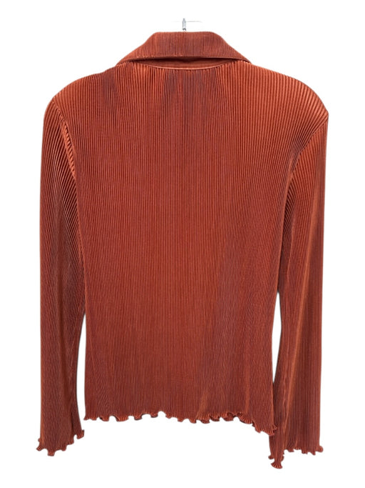 Dolan Size XXS Burnt Orange Polyester Blend Ribbed Ruffle Edging V Neck Top Burnt Orange / XXS