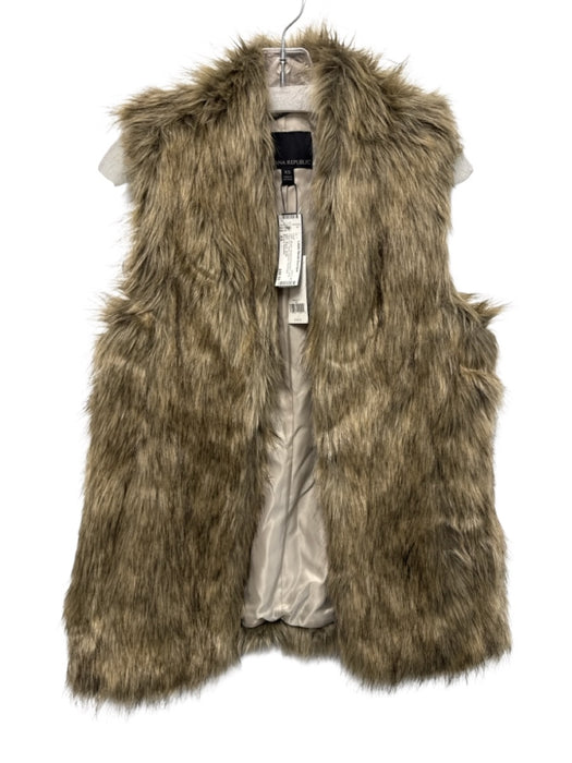 Banana Republic Size XS Brown Acrylic & Polyester Long Faux Fur Vest Brown / XS