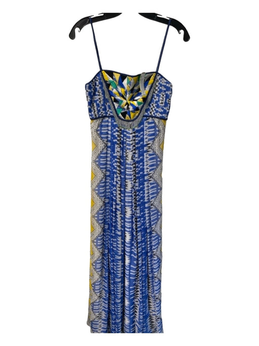 RANNA GILL Size XS Blue, White & Yellow Missing Fabric Tag Spaghetti Strap Dress Blue, White & Yellow / XS