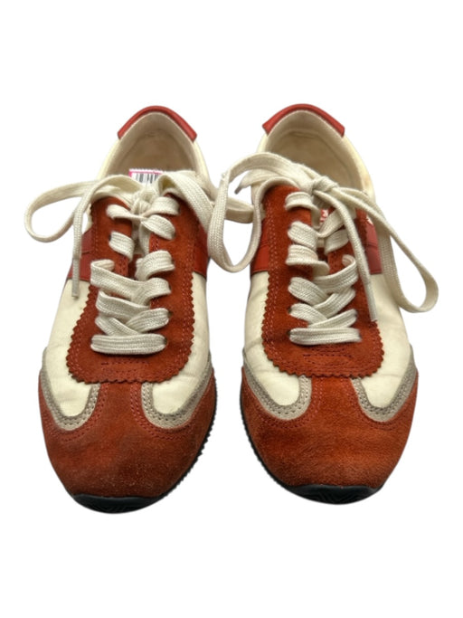 Tory Burch Shoe Size 6 Orange & cream Canvas & Suede Lace Up Athletic Sneakers Orange & cream / 6