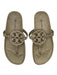 Tory Burch Shoe Size 5.5 Cream & Tauope Print Leather Stingray Thong Sandals Cream & Tauope Print / 5.5