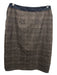 Lanvin Size Est S/M Brown Black Wool Side Zip Plaid Inverted Pleats Skirt Brown Black / Est S/M