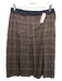 Lanvin Size Est S/M Brown Black Wool Side Zip Plaid Inverted Pleats Skirt Brown Black / Est S/M