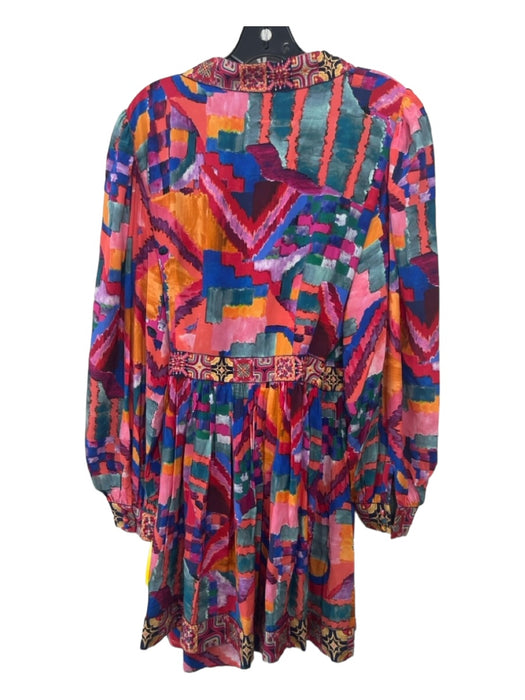 Johnny Was Size L Multicolor Silk Wrap Mini Dress Multicolor / L