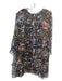 Jade Johnny Was Size XL Black & Multi Silk All Over Print Keyhole Ruffle Dress Black & Multi / XL