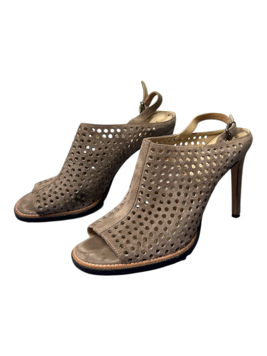 Via Spiga Shoe Size 8 Tan Suede high heel Open Toe & Heel Buckle Strap Booties Tan / 8