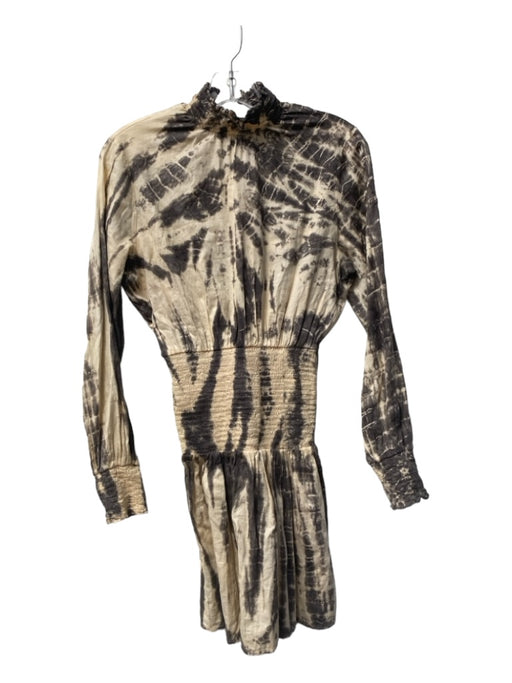 Stark X Size Small Cream & Gray Cotton Tie Dye High Neck Long Sleeve Dress Cream & Gray / Small