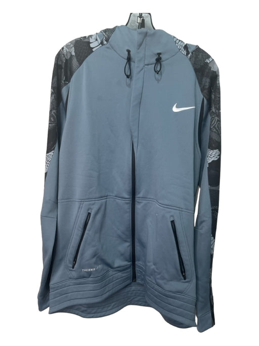 Nike Size L Grey & Black Polyester Hood Zipper Men's Jacket L
