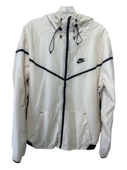 Nike AS IS Size L Cream & Black Polyester Hoodie Men's Jacket L