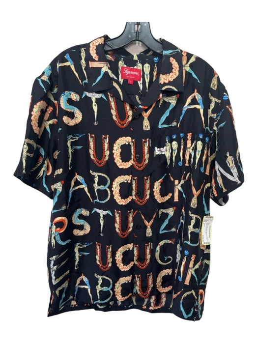 supreme Size L Black u0026 Multi-Color Silk All Over Print Buttons Men's Shirt  — Labels Resale Boutique