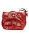 Coach Red Patent Leather Top Handle Zip Close Logo Stitch detail Bag Red / M