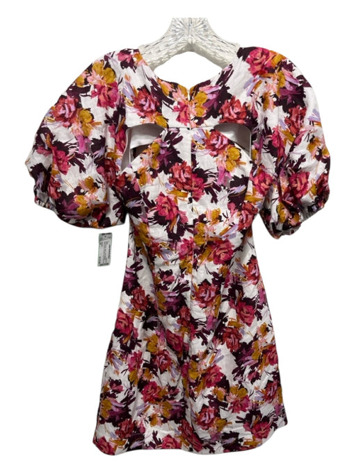 Nicholas Size 10 Pink, Orange, White Linen Abstract Floral Above Knee Dress Pink, Orange, White / 10