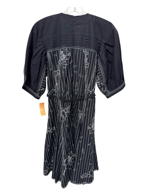 Love Birds Size S Black & White Cotton Belt Inc Abstract Short Sleeve Dress Black & White / S