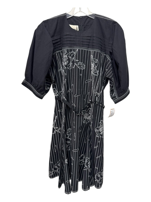 Love Birds Size S Black & White Cotton Belt Inc Abstract Short Sleeve Dress Black & White / S