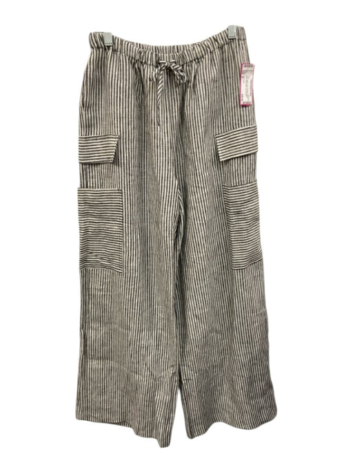 Reformation Size M Gray & White Linen Pockets Stripes Elastic Waist Pants Gray & White / M