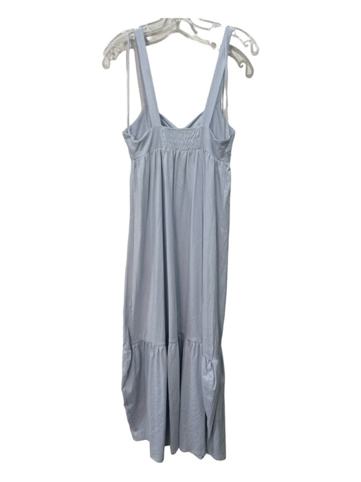 Zara Size M Powder Blue Cotton Maxi Sleeveless Tiered Keyhole cut out Dress Powder Blue / M
