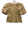 TCEC Size L Tan & White Cotton Scalloped Top Tan & White / L