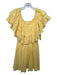 Mable Size Medium Yellow Cotton Ruffle Collar Smocked Waist Swiss Dot Dress Yellow / Medium