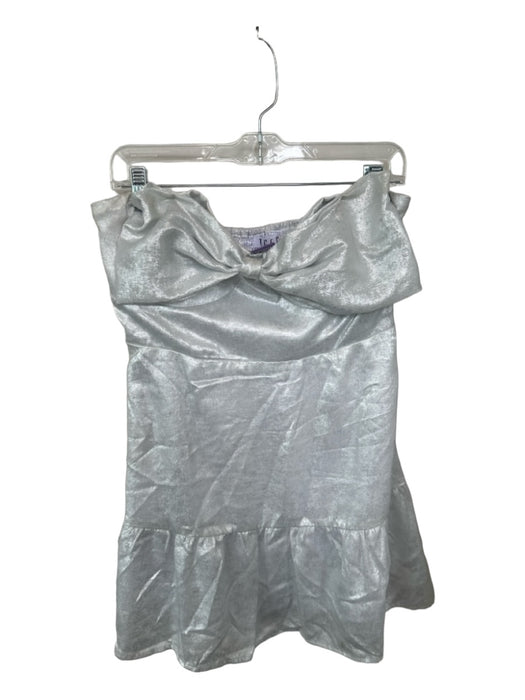 TCEC Size L Silver Polyester Strapless Bow Metallic Dress Silver / L