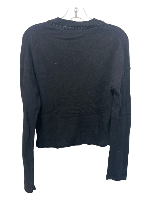 Theory Size Small Black Cashmere Long Sleeve Ribbon Detail Ribbed Detail Sweater Black / Small