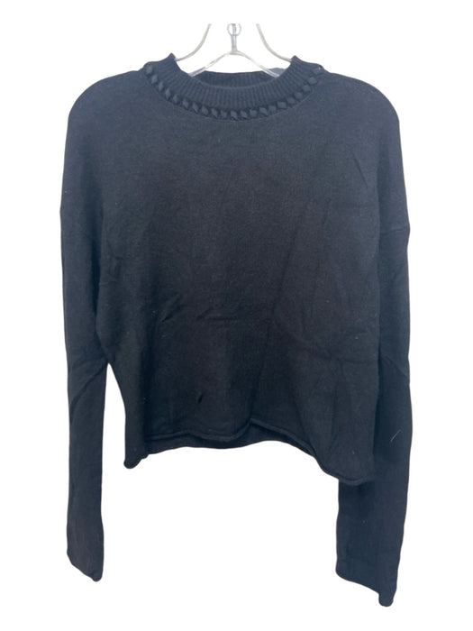 Theory Size Small Black Cashmere Long Sleeve Ribbon Detail Ribbed Detail Sweater Black / Small