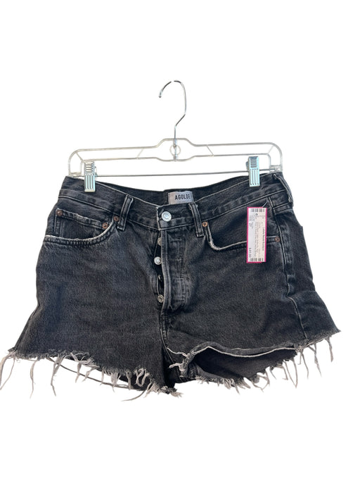 Agolde Size 27 Black Wash Cotton Button Fly High Rise 5 Pocket Fray Hem Shorts Black Wash / 27
