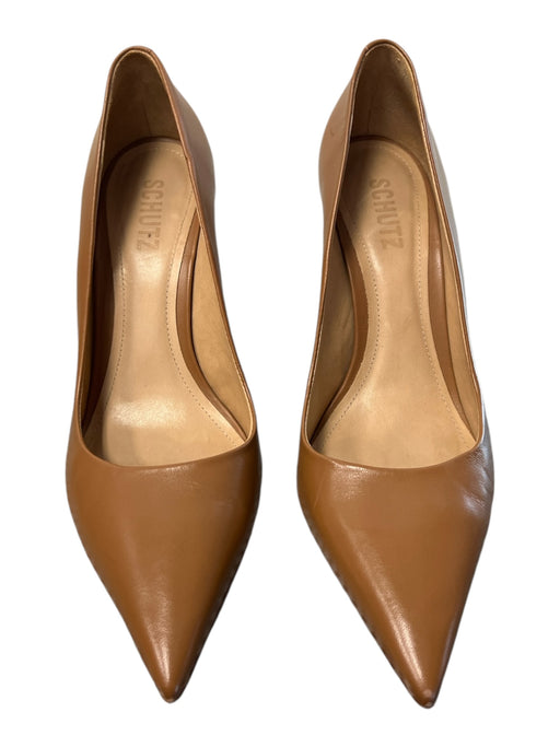 Schutz Shoe Size 9 Brown Leather Pointed Toe solid color High Heel Pump Shoes Brown / 9