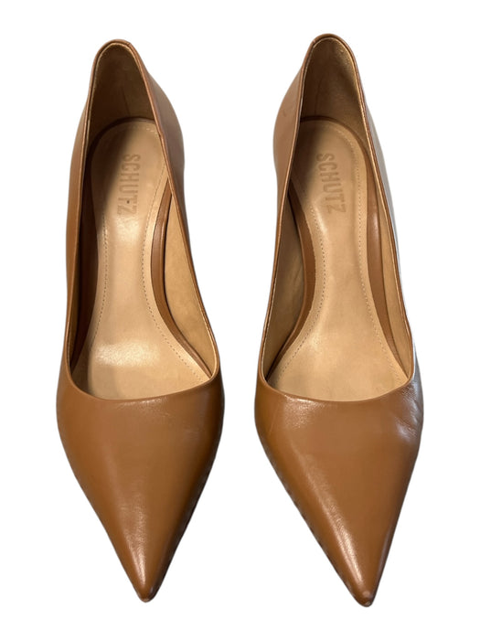 Schutz Shoe Size 9 Brown Leather Pointed Toe solid color High Heel Pump Shoes Brown / 9