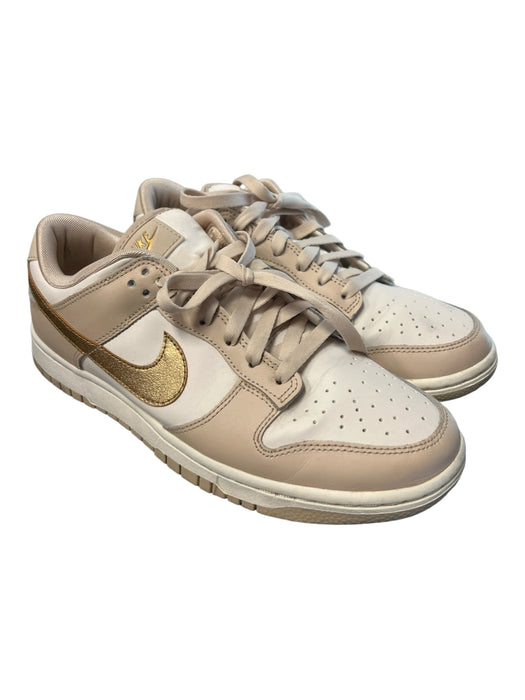 Nike Shoe Size 40.5 Beige & White Manmade Material Almond Toe lace up Logo Shoes Beige & White / 40.5