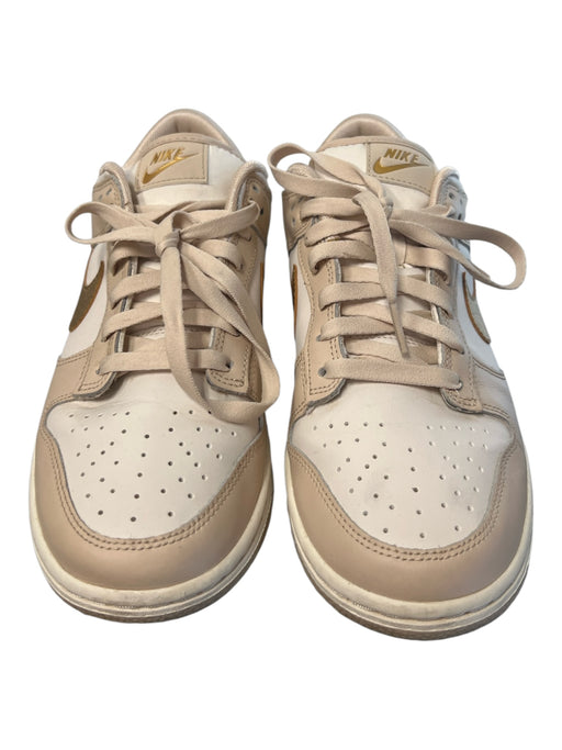 Nike Shoe Size 40.5 Beige & White Manmade Material Almond Toe lace up Logo Shoes Beige & White / 40.5