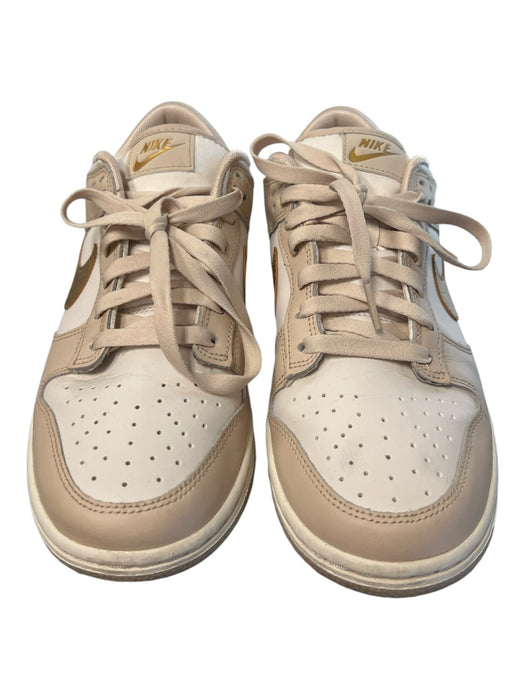 Nike Shoe Size 40.5 Beige & White Manmade Material Almond Toe lace up Logo Shoes Beige & White / 40.5